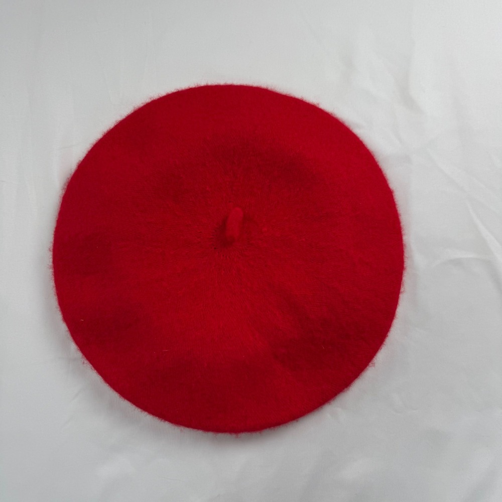 Red Wool Blend French Basque Beret Parisian Style Fuzzy Winter‎ Hat Artist